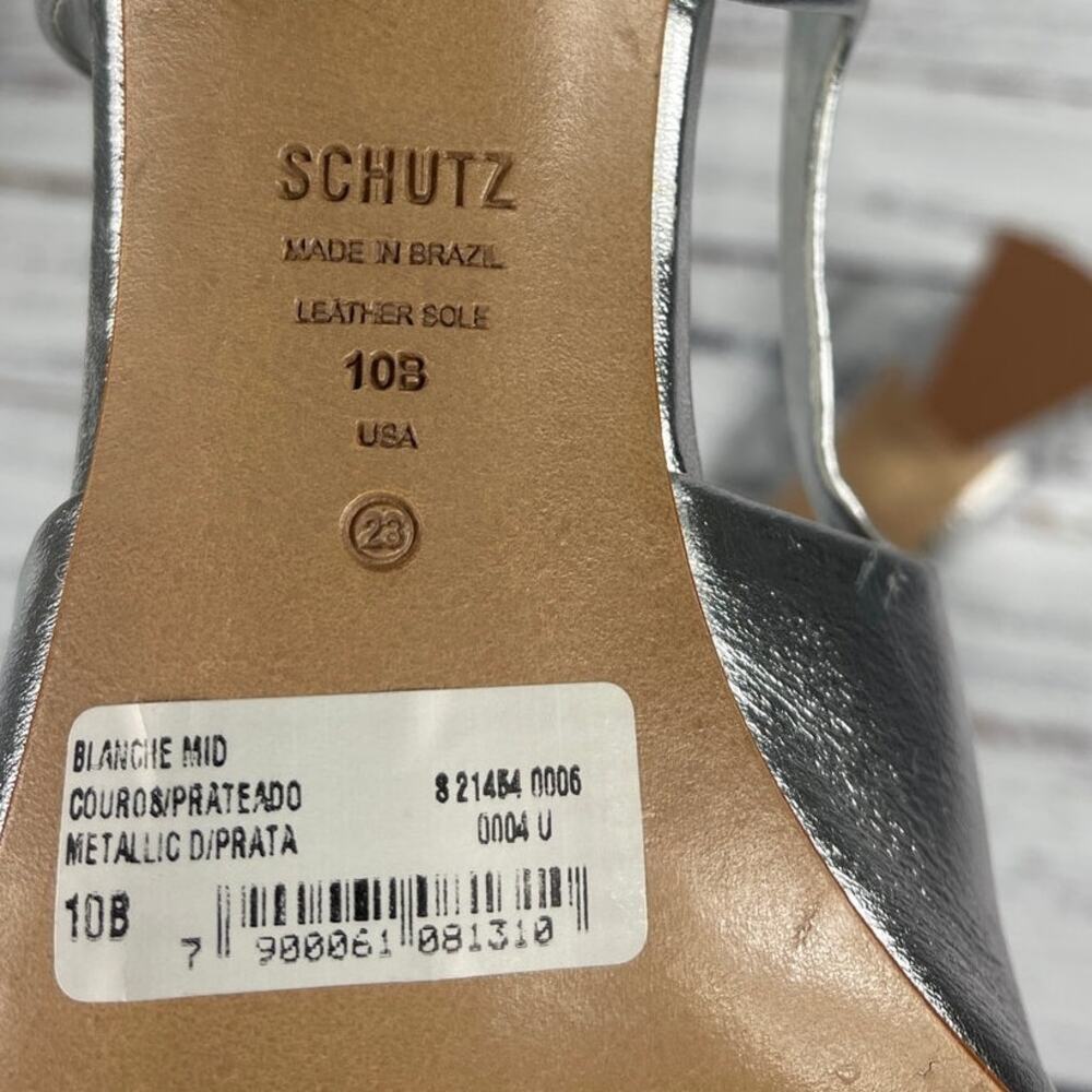 Schutz Women's Size 10 Metallic Nappa Blanche Mid Heels - Picture 8 of 10
